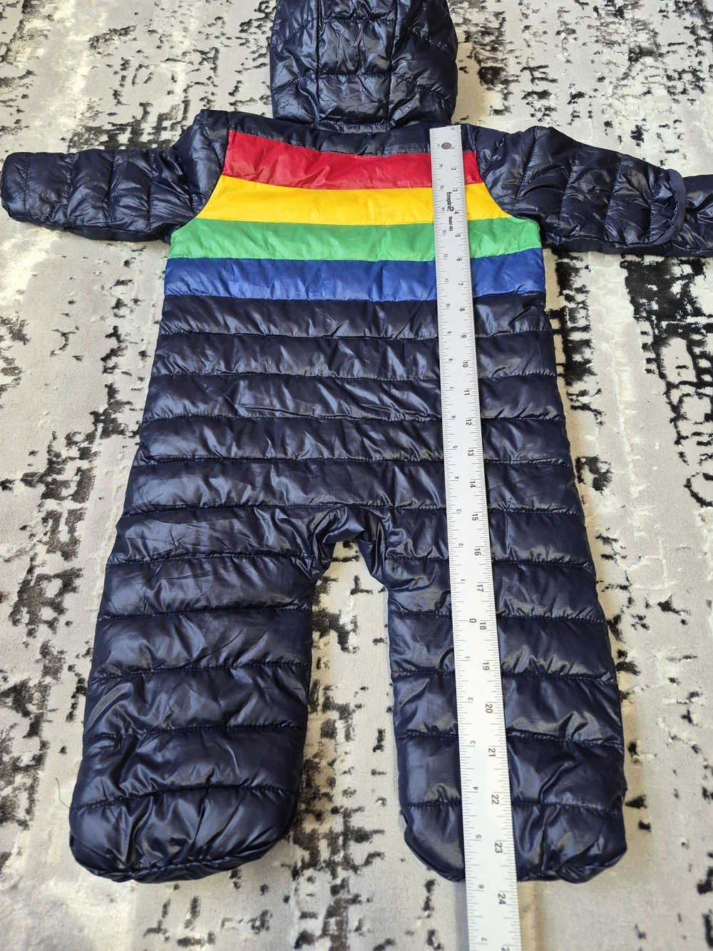 Primary Baby Lightweight Puffer Suit snowsuit Navy / Bold Rainbow 0-6 m